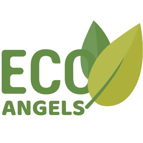 Napis ECO Angels z ikonką liści